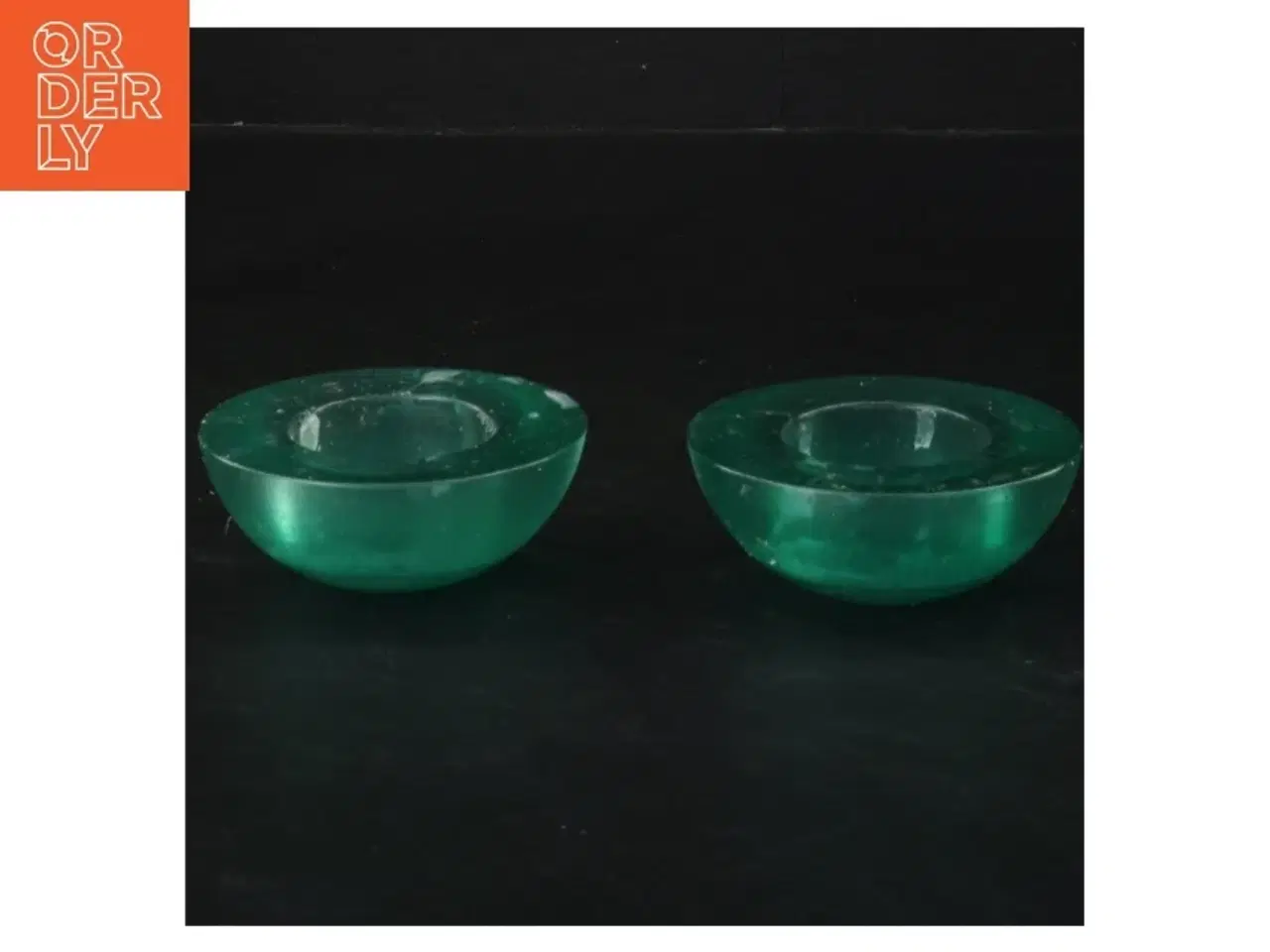Billede 1 - Grønne glaslysestager (str. 8x3 cm)