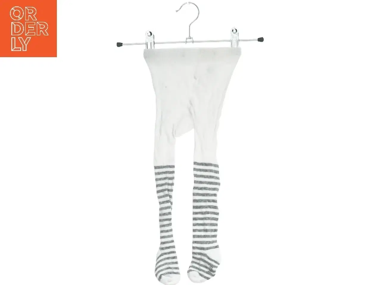 Billede 1 - Hvide og gråstribede strømpebukser til børn fra Poco Piano (str. 80)