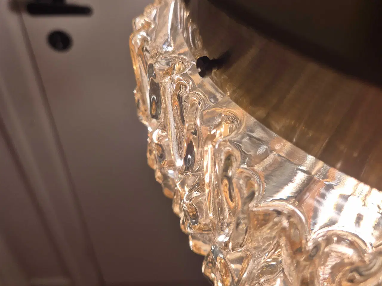 Billede 6 - Stor lampe i messing og gyldent glas 