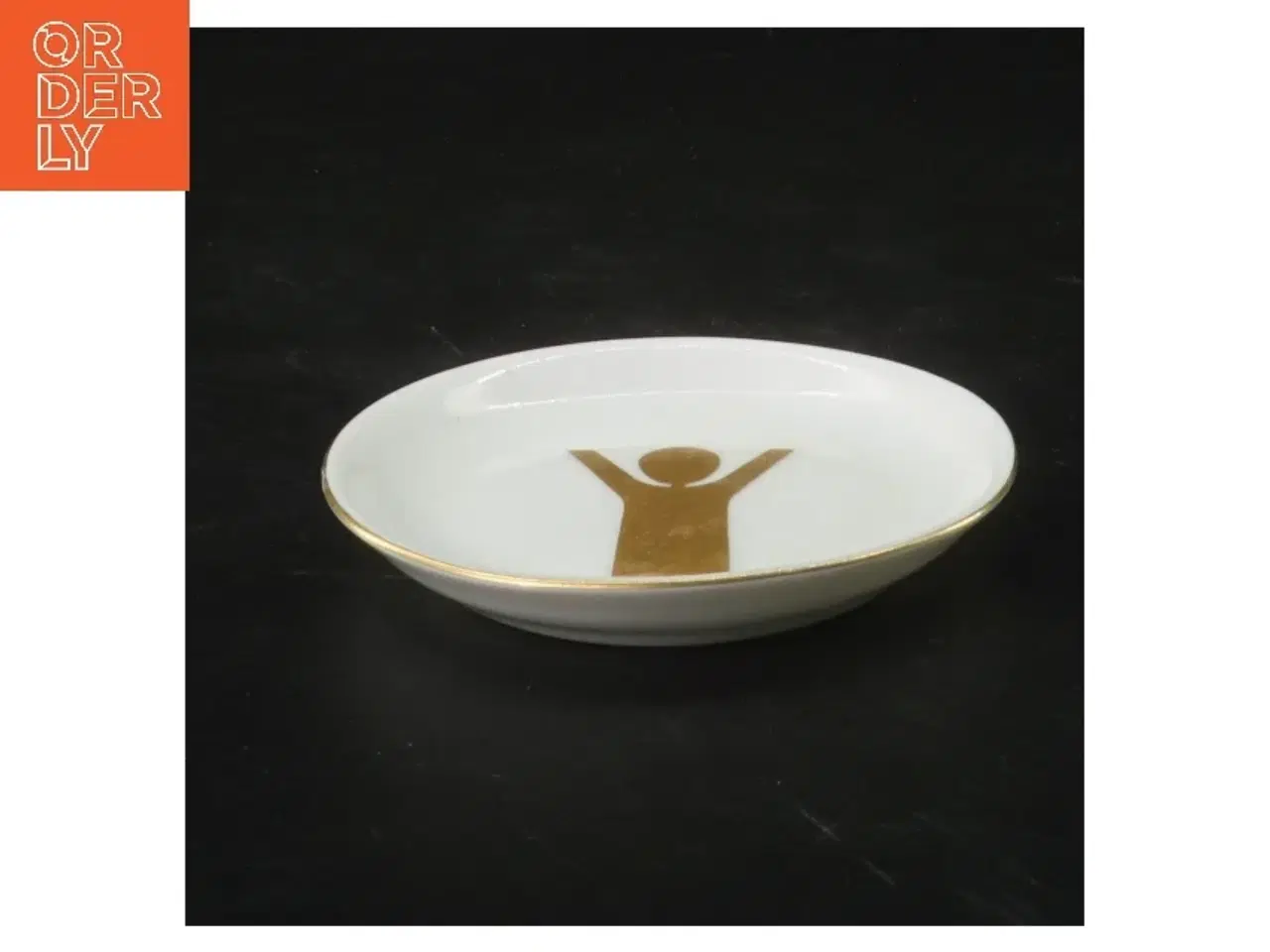 Billede 2 - Porcelænsbakke med gulddesign fra B&G Denmark (str. Ø 8,5 cm)