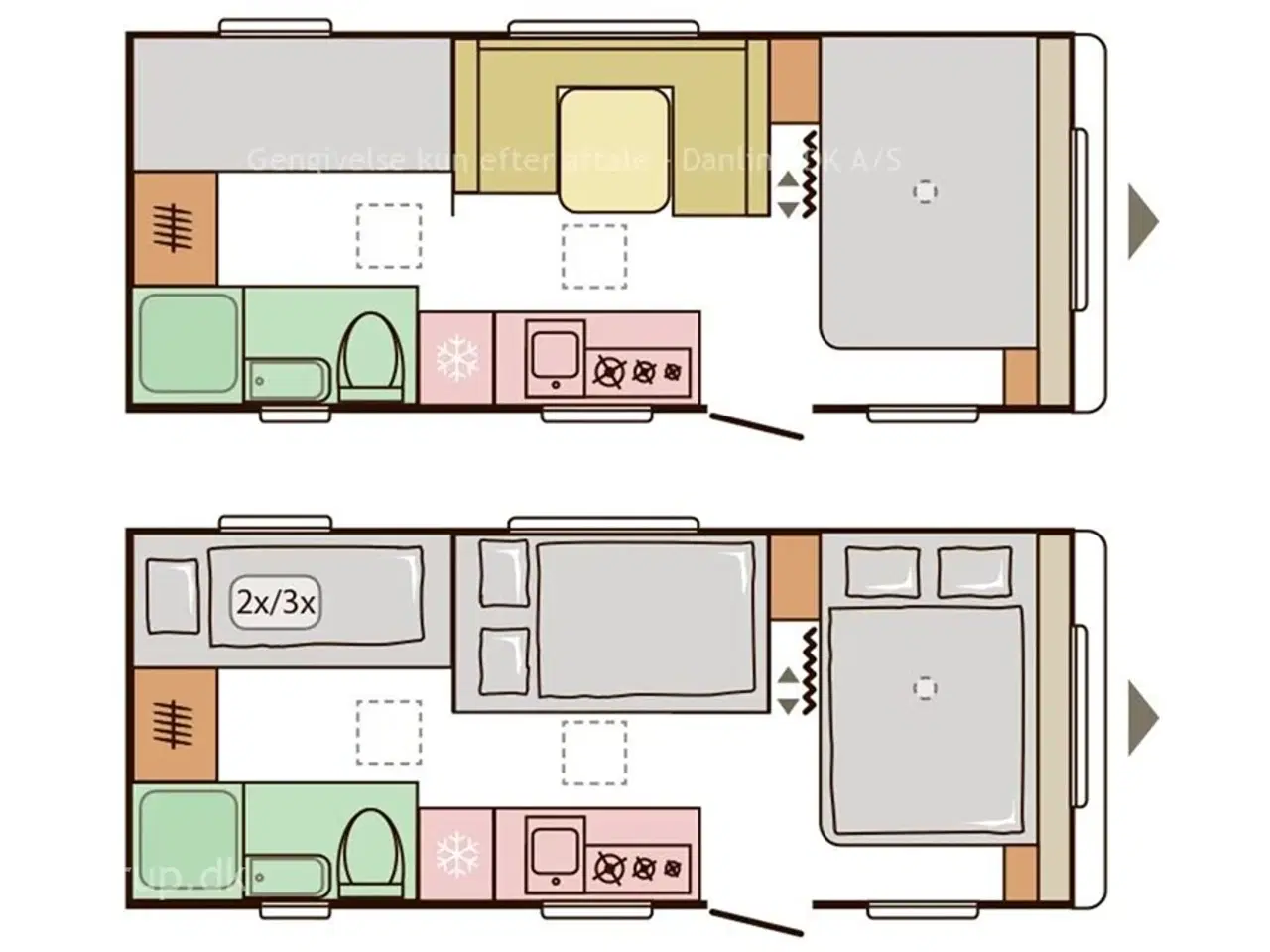 Billede 1 - 2026 - Adria Aviva 563 PT   Dobbeltseng og 3 køjer, rundsiddegruppe, blæservarme, el-gulvvarme, stort køleskab, stor gaskasseåbning m/ tørresnor, stort toiletrum