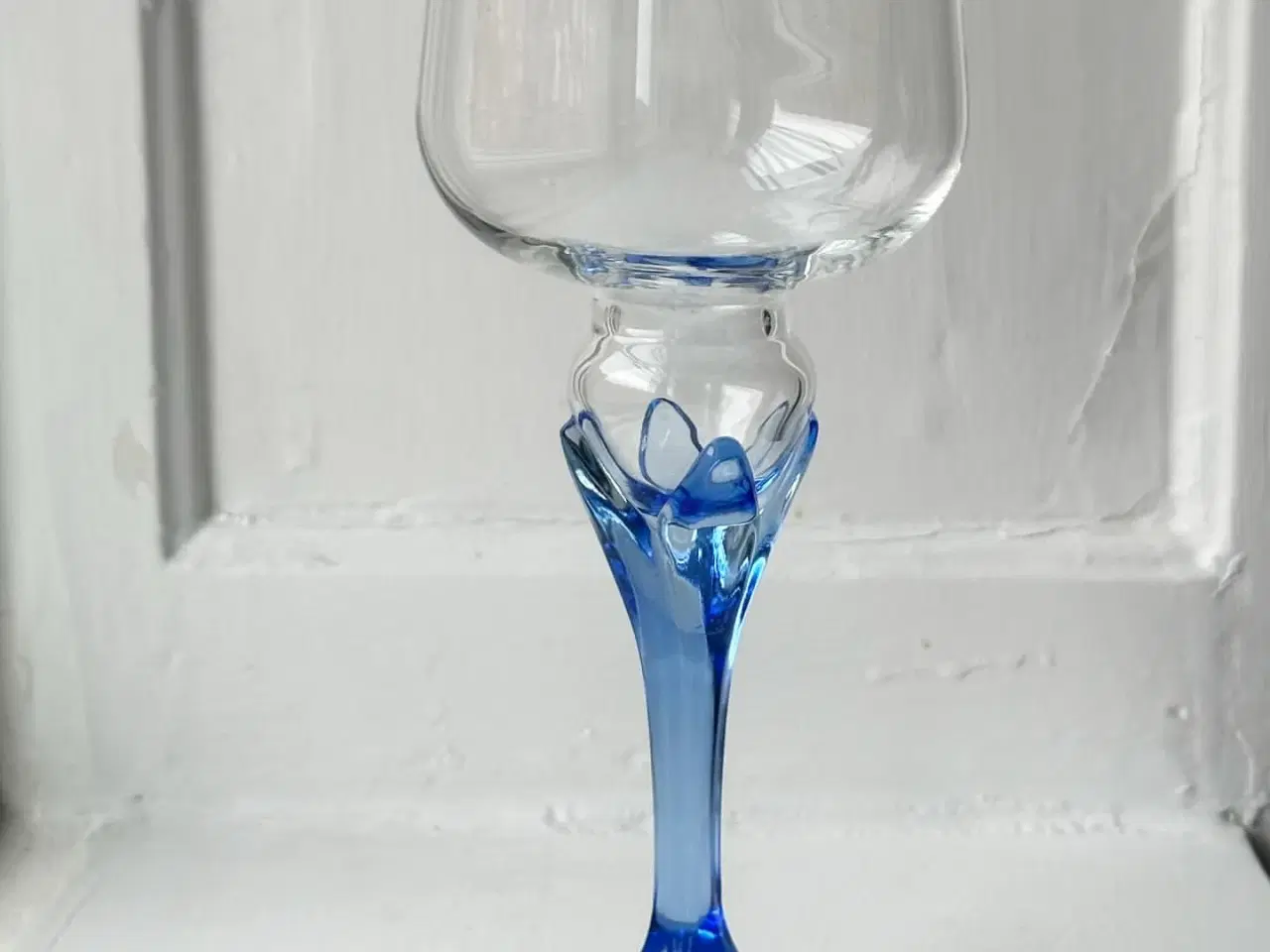 Billede 5 - Lysestage, bred kumme m lyseblå stilk