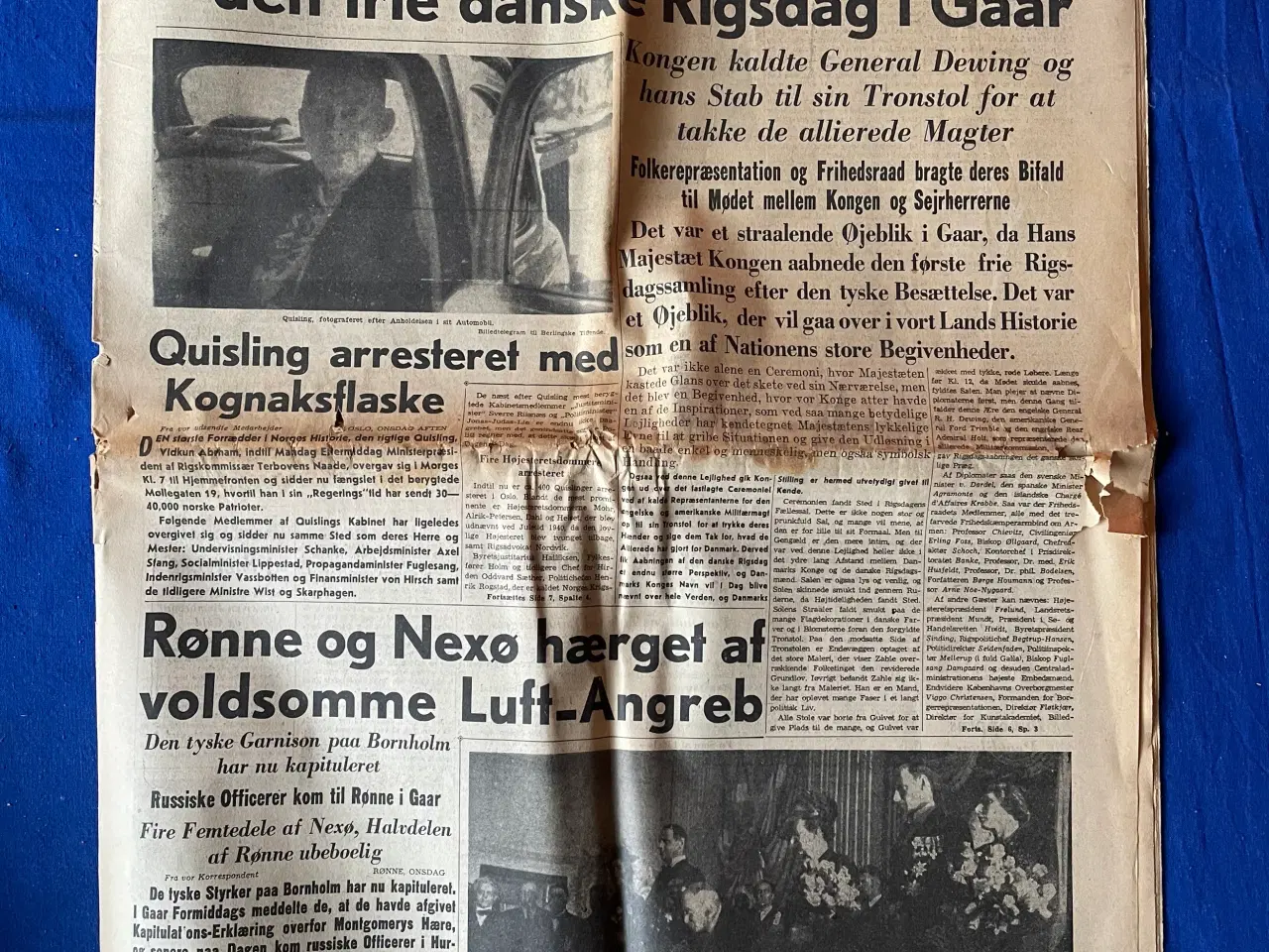 Billede 1 - Avis - Berlingske Tidende - 10. Maj 1945 - Kongens Åbning af Rigsdagen  ?