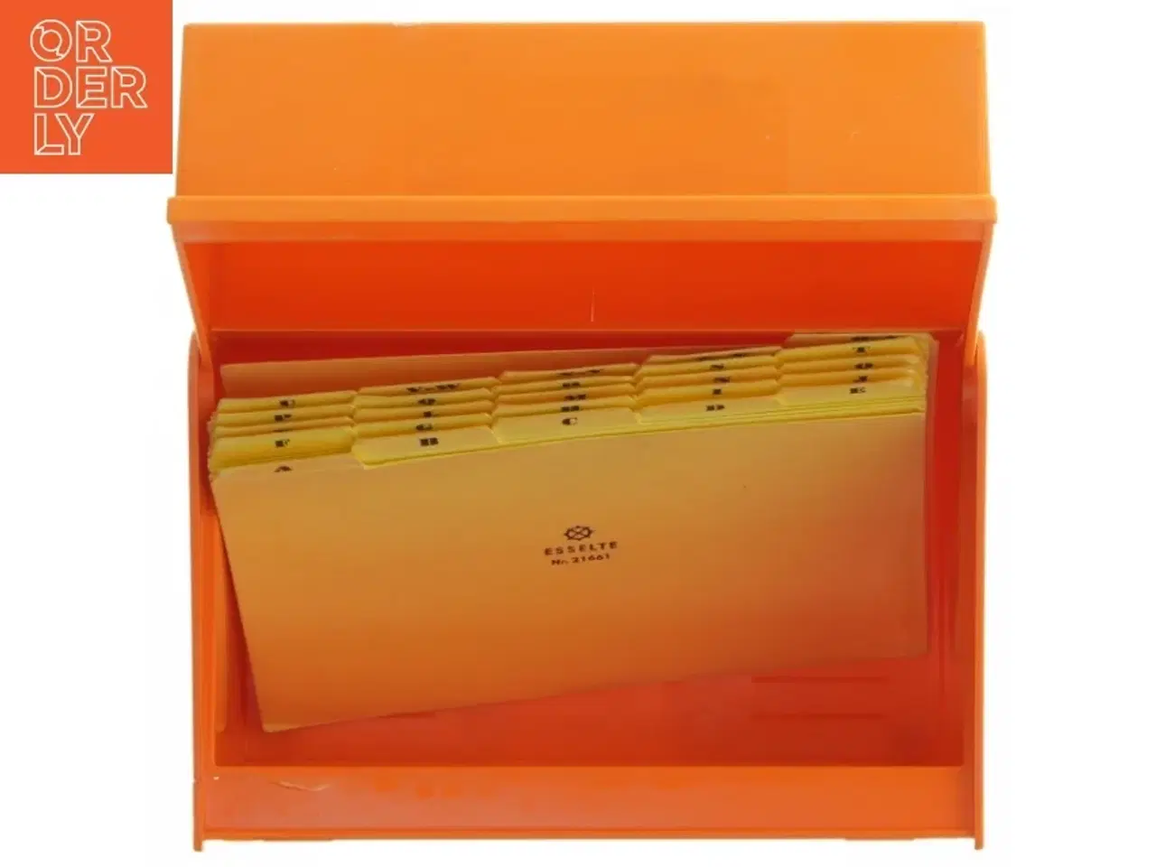 Billede 5 - Orange kartotekskasse fra Esselte (str. 16x14 cm)
