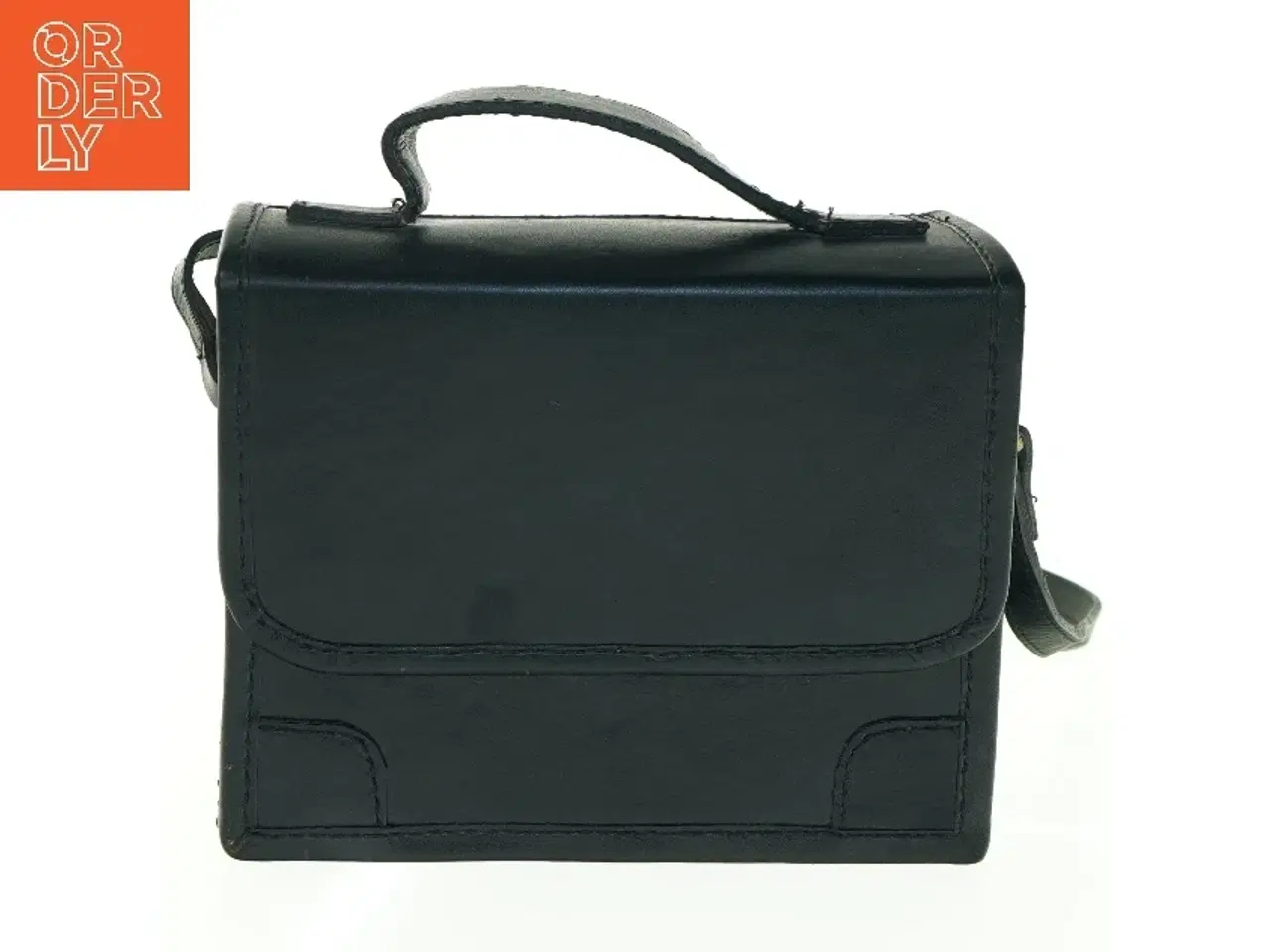 Billede 1 - Sort skuldertaske i læderlook (str. B 20 x h 16 x d. 10 cm)