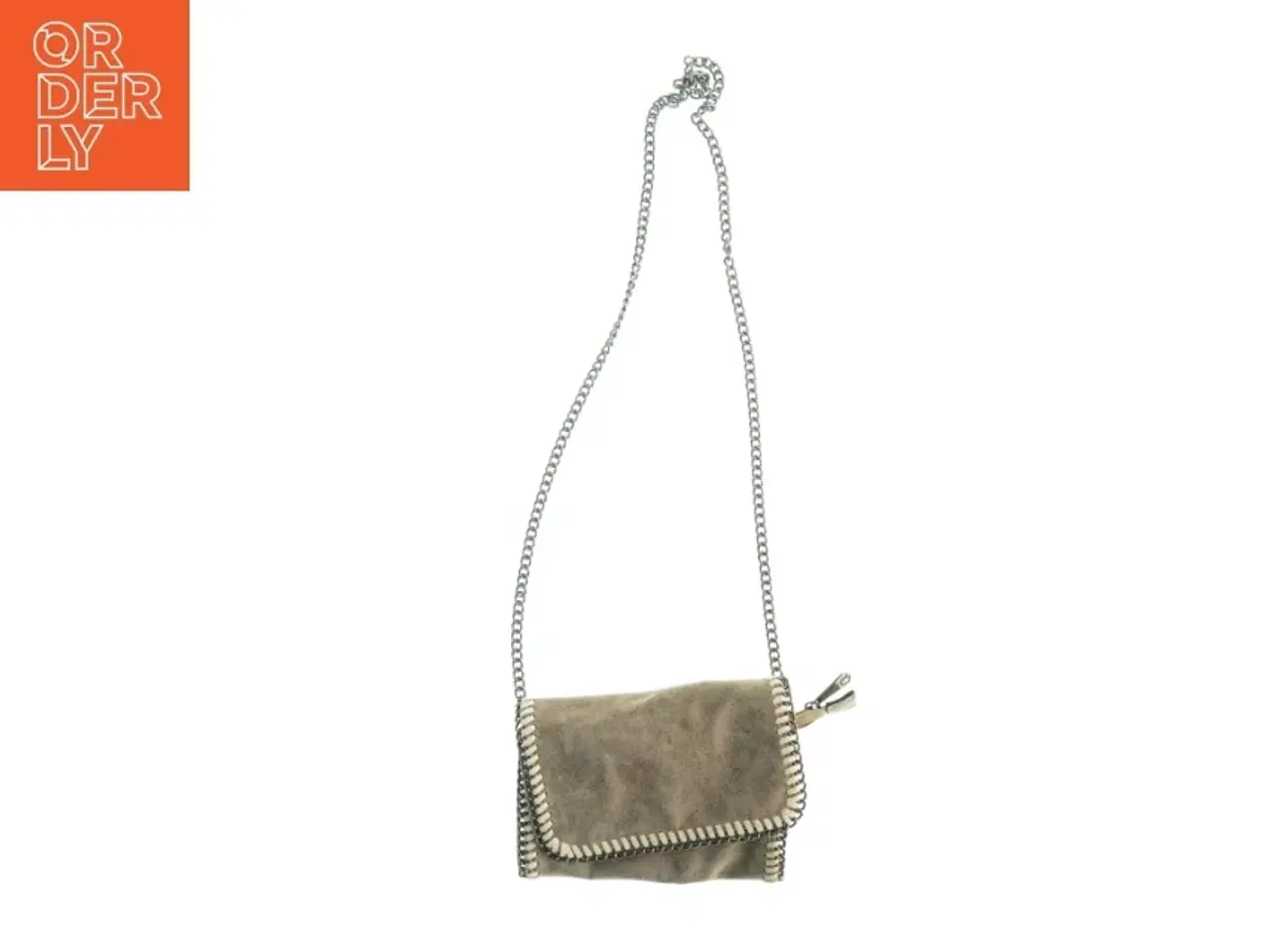 Billede 1 - Lille skuldertaske i ruskind med kædestrop (str. 20 x 14 cm)