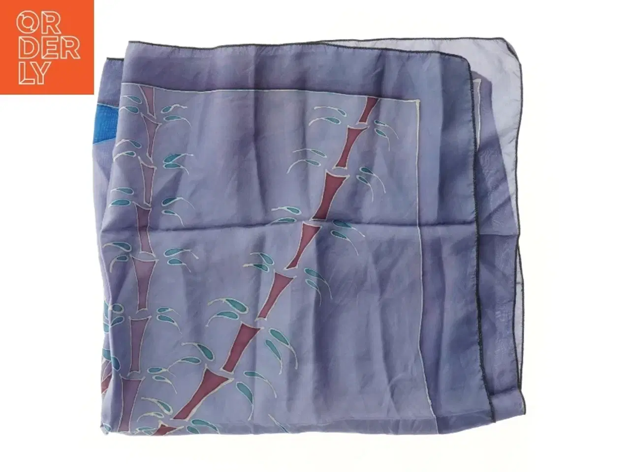 Billede 1 - Silketørklæde med bambusmønster (str. 90x90 cm)