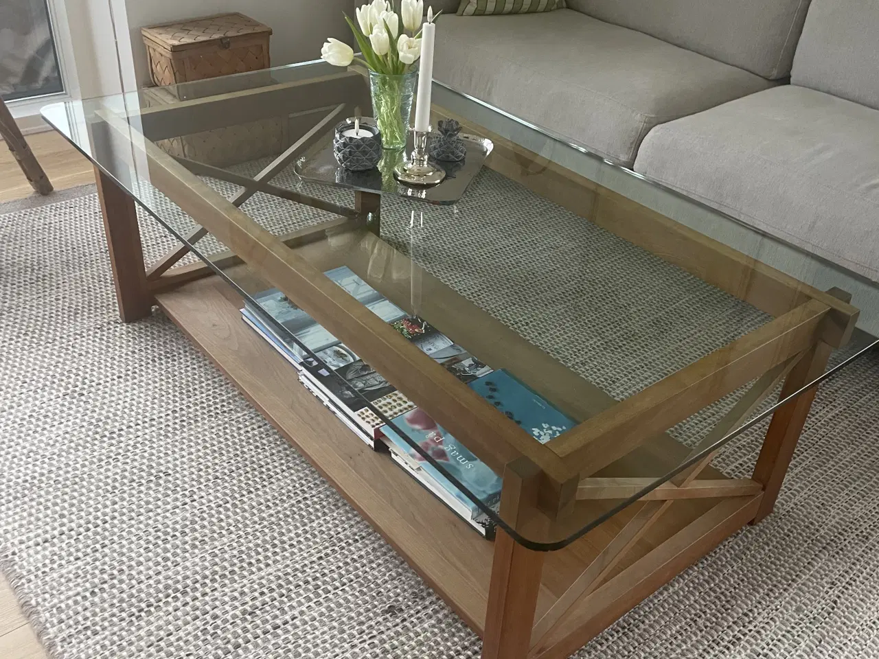 Billede 1 - Sofabord med glasplade
