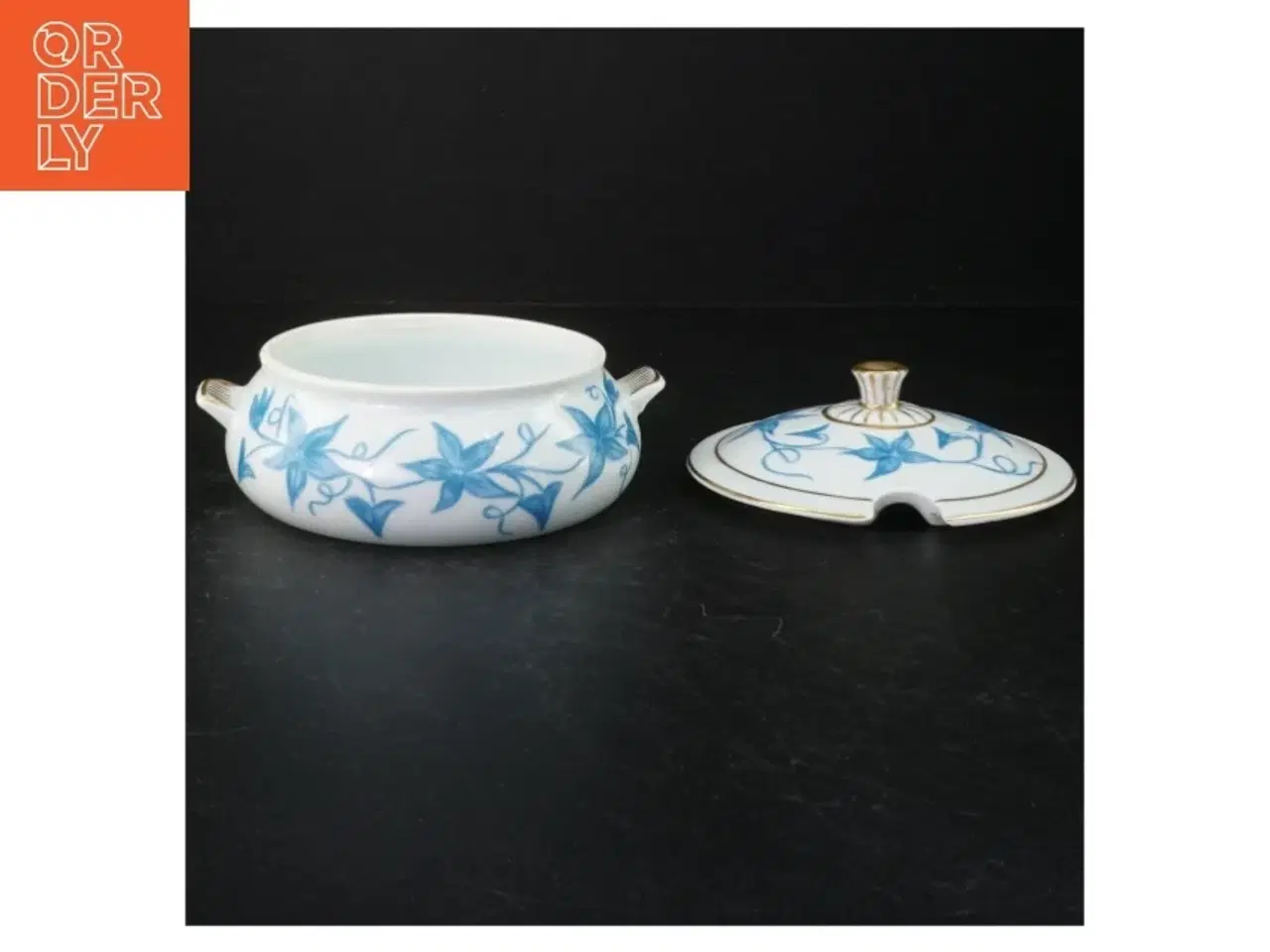 Billede 2 - Porcelænssennepskrukke med blåmønster