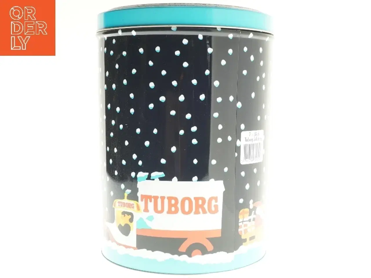 Billede 1 - Tuborg julebryg opbevaringsdåse (str. Ø 19,5 cm længde 27,5 cm)