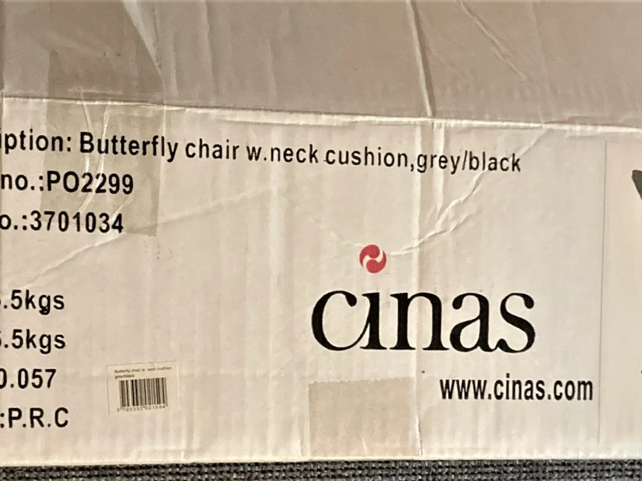 Billede 2 - Cinas Butterfly Stol med nakkepude i grå og sort