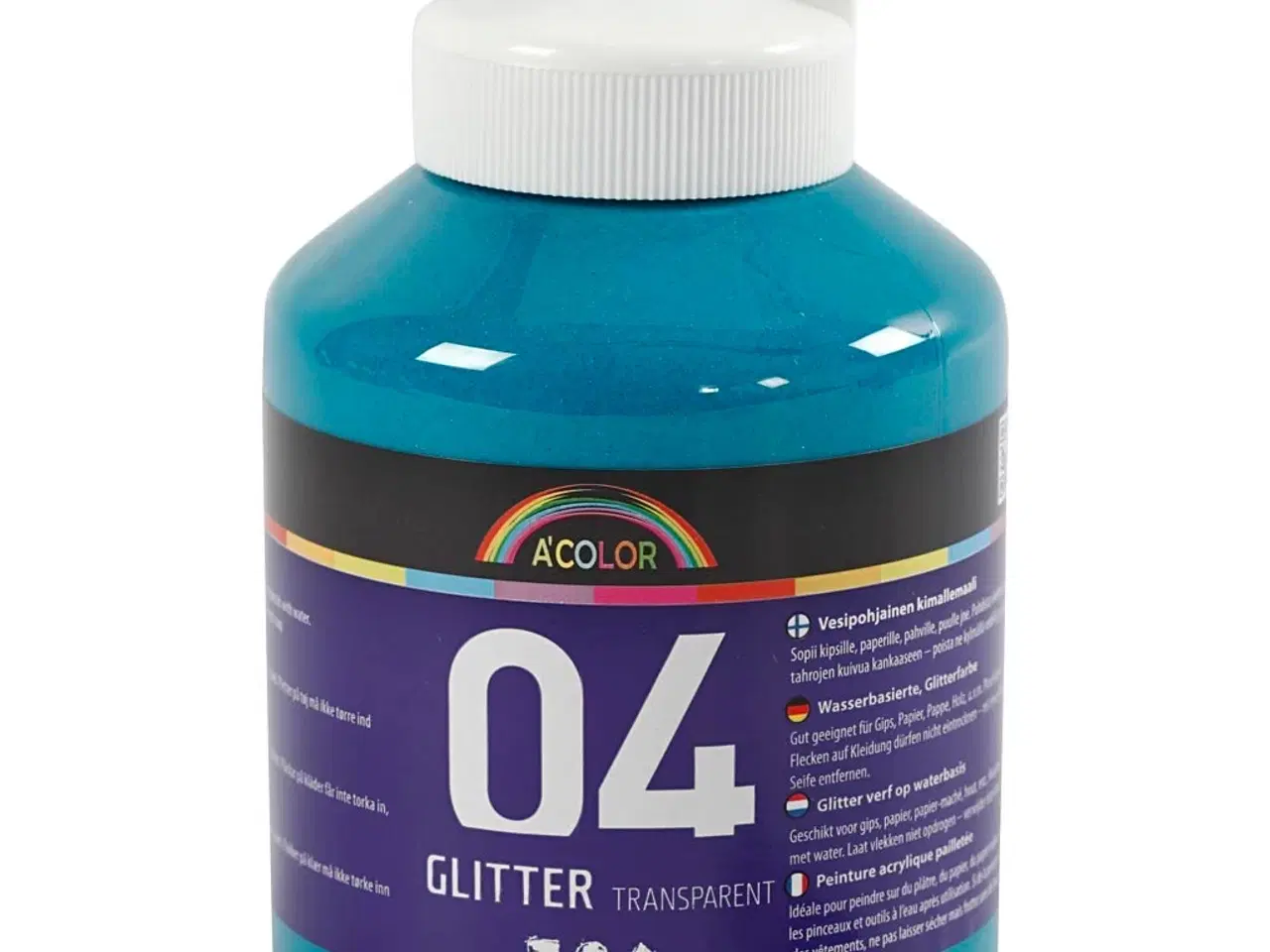 Billede 1 - Turkis Glitter Akrylmaling 500ml - Strålende Effekt