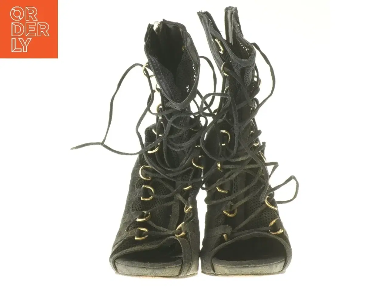 Billede 3 - Sort snørestøvler med hæl (str. 37 )