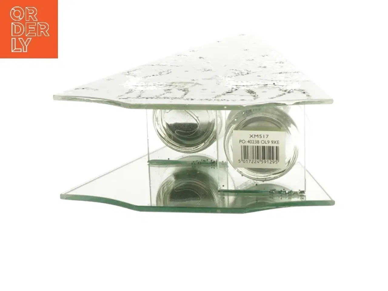 Billede 2 - Dekorativt juletræ i glas med rensdyrmotiv (str. 24x16 cm)