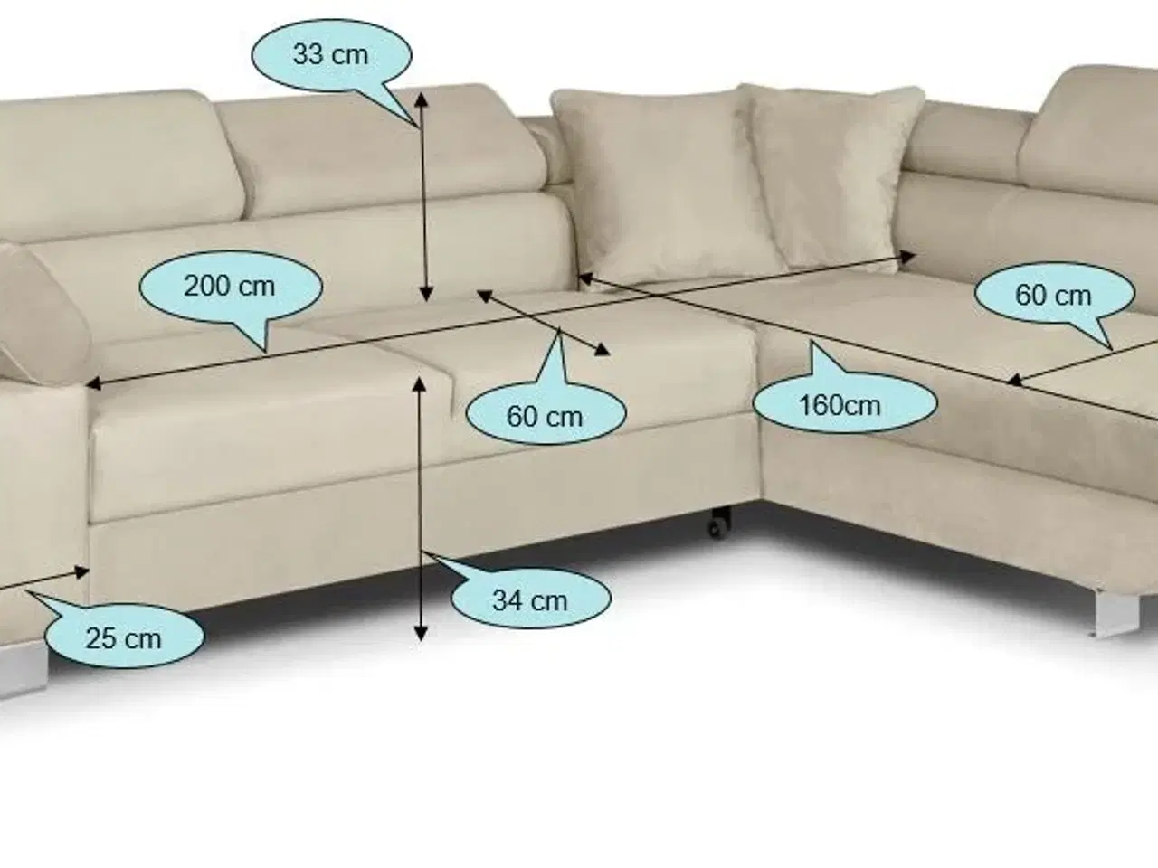 Billede 2 - Hjørnesofa med sovefunktion CREMMO