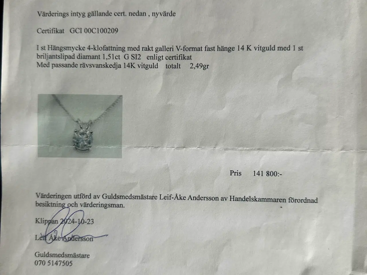 Billede 5 - Naturlig Halskæde 1.51 karat