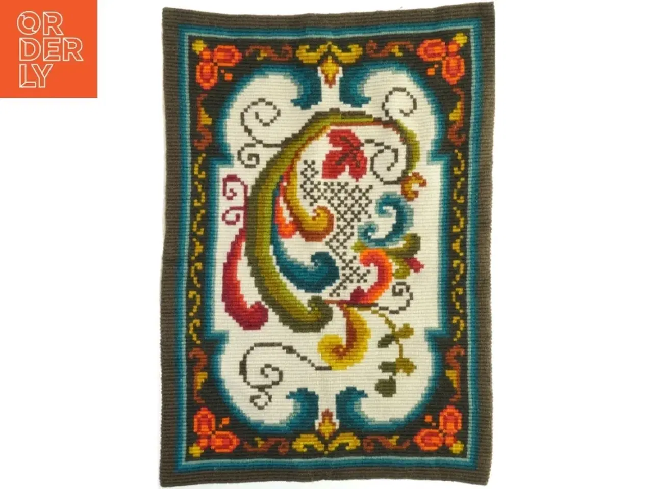 Billede 1 - Broderet vægtæppe - norsk åkle (str. 48x68 cm)