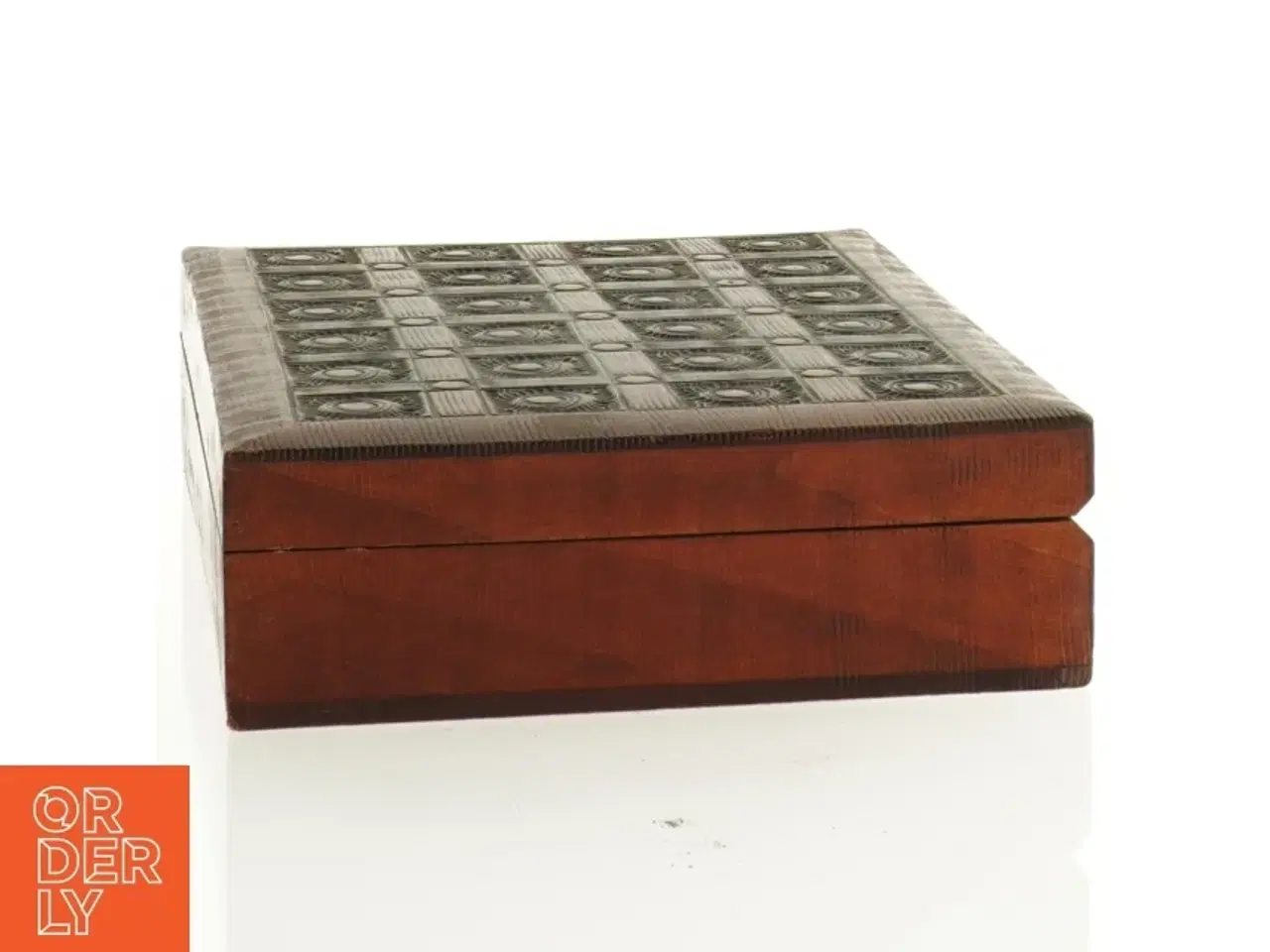 Billede 2 - Ornamenteret Træ æske med 2 rum (str. 16 x 12 x 4 cm)