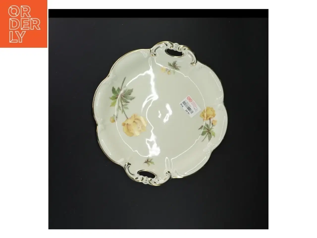 Billede 3 - Porcelænsfad med gul blomsterdekoration fra Bavaria (str. 29 x 27 cm)