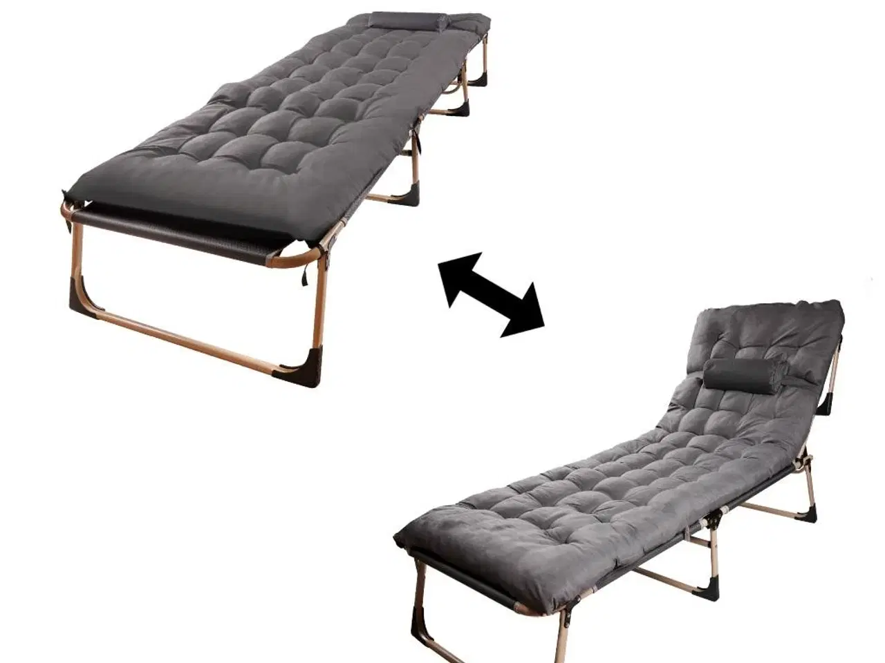 Billede 5 - Sammenklappelig feltseng 193 cm – mørkegrå med puder