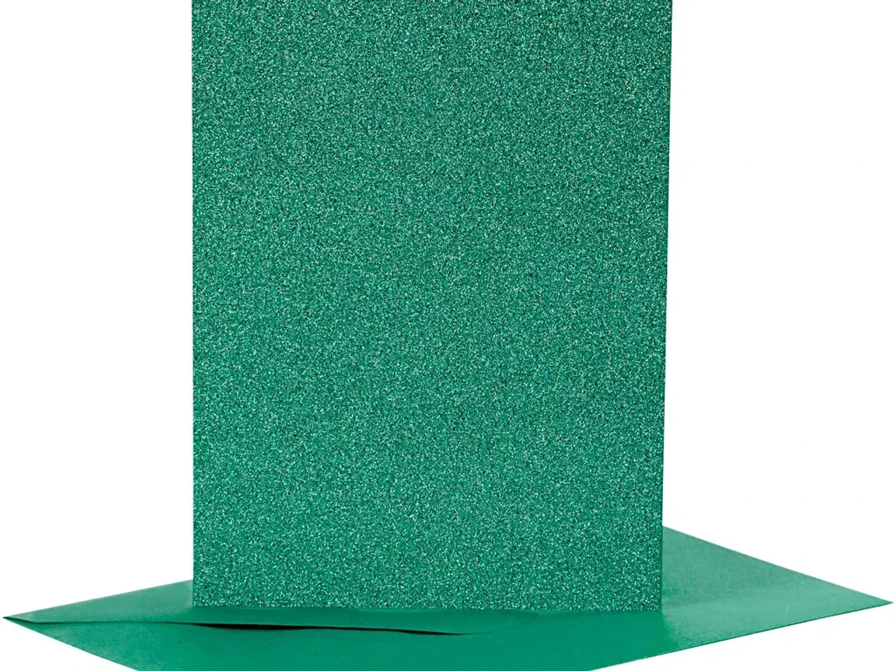 Billede 1 - Kort og kuverter, kort str. 10,5x15 cm, kuvert str. 11,5x16,5 cm, glitter, 110+250 g, grøn, 4sæt/ 1 pk.