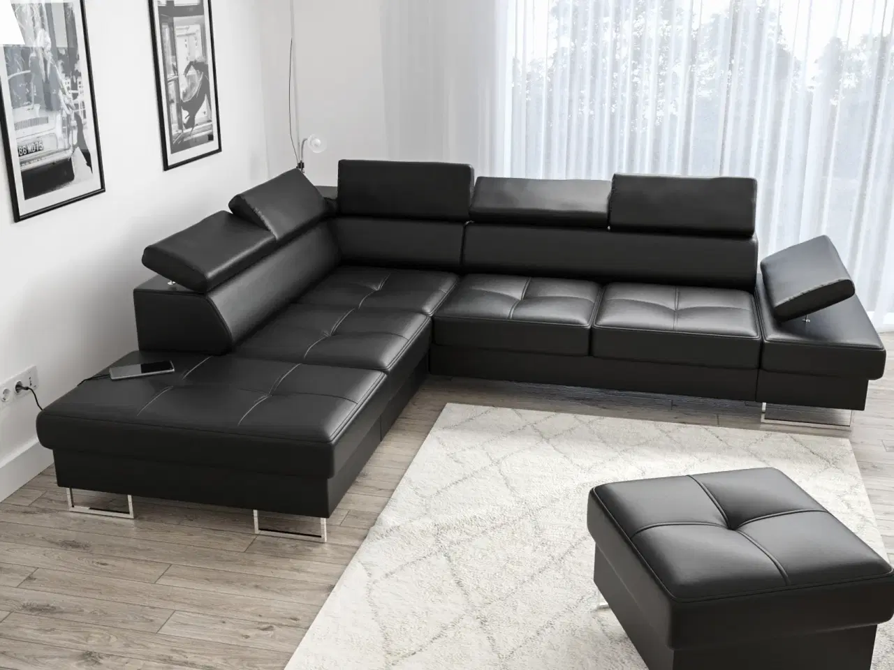 Billede 1 - GALAKSE ÆGTE LÆDER HJØRNESOFA 225X280