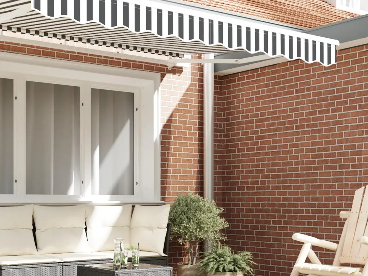 Billede 4 - Markise Bølge Antracitgrå og hvid 2.3 x 0.2 m Kanvas