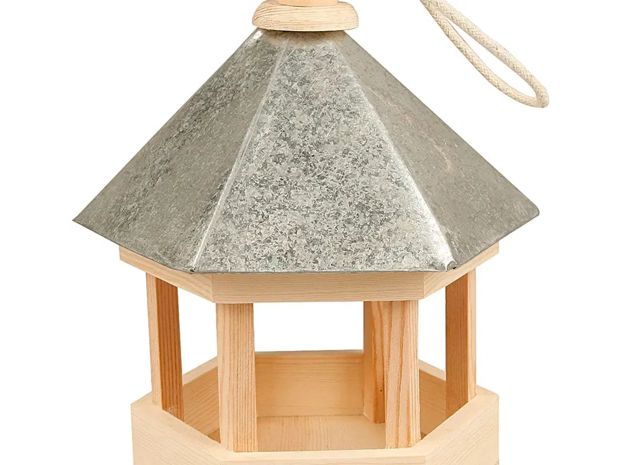 Billede 1 - Fuglefoderhus med zinktag, str. 22x18x16,5 cm, 1 stk.