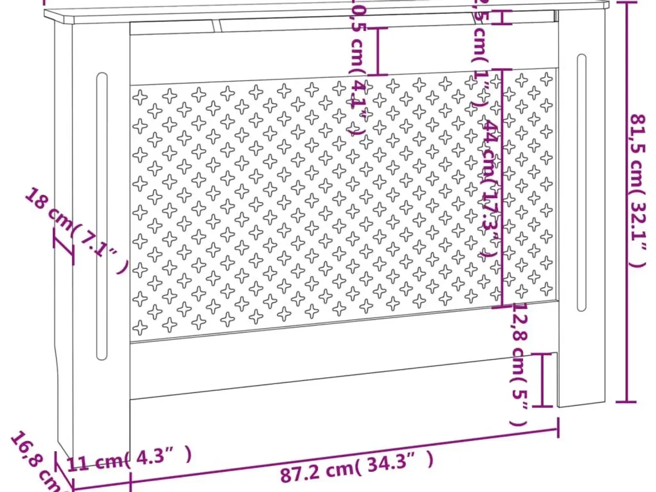 Billede 7 - Radiatorskjuler MDF 112 x 19 x 81,5 cm hvid