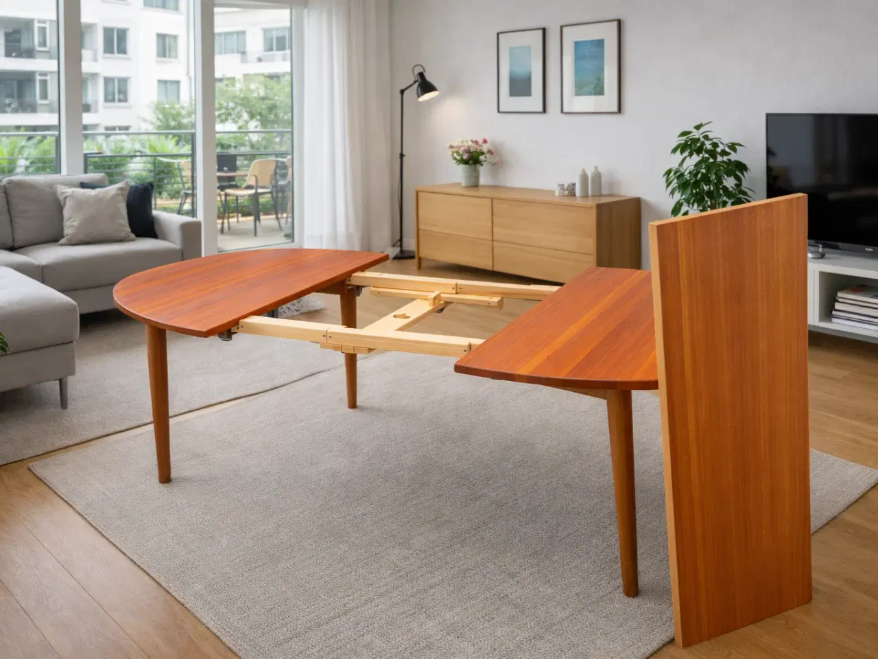 Billede 2 - Retro massivt spisebord m/2 plader