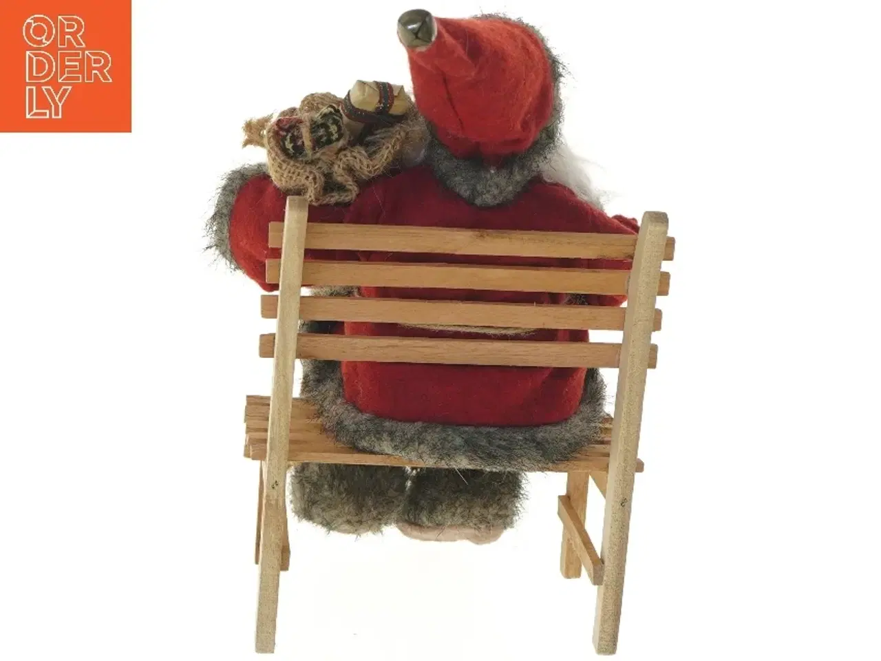 Billede 3 - Julemand dekoration på bænk (str. 16x25x9 cm)