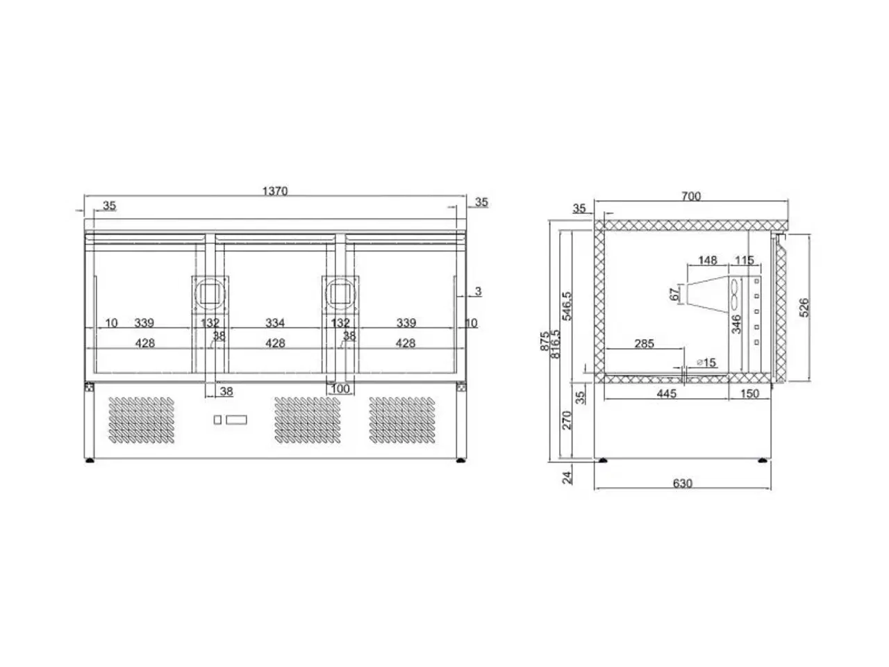 Billede 4 - Combisteel kølebord mini – 1365 x 700 x 875 mm