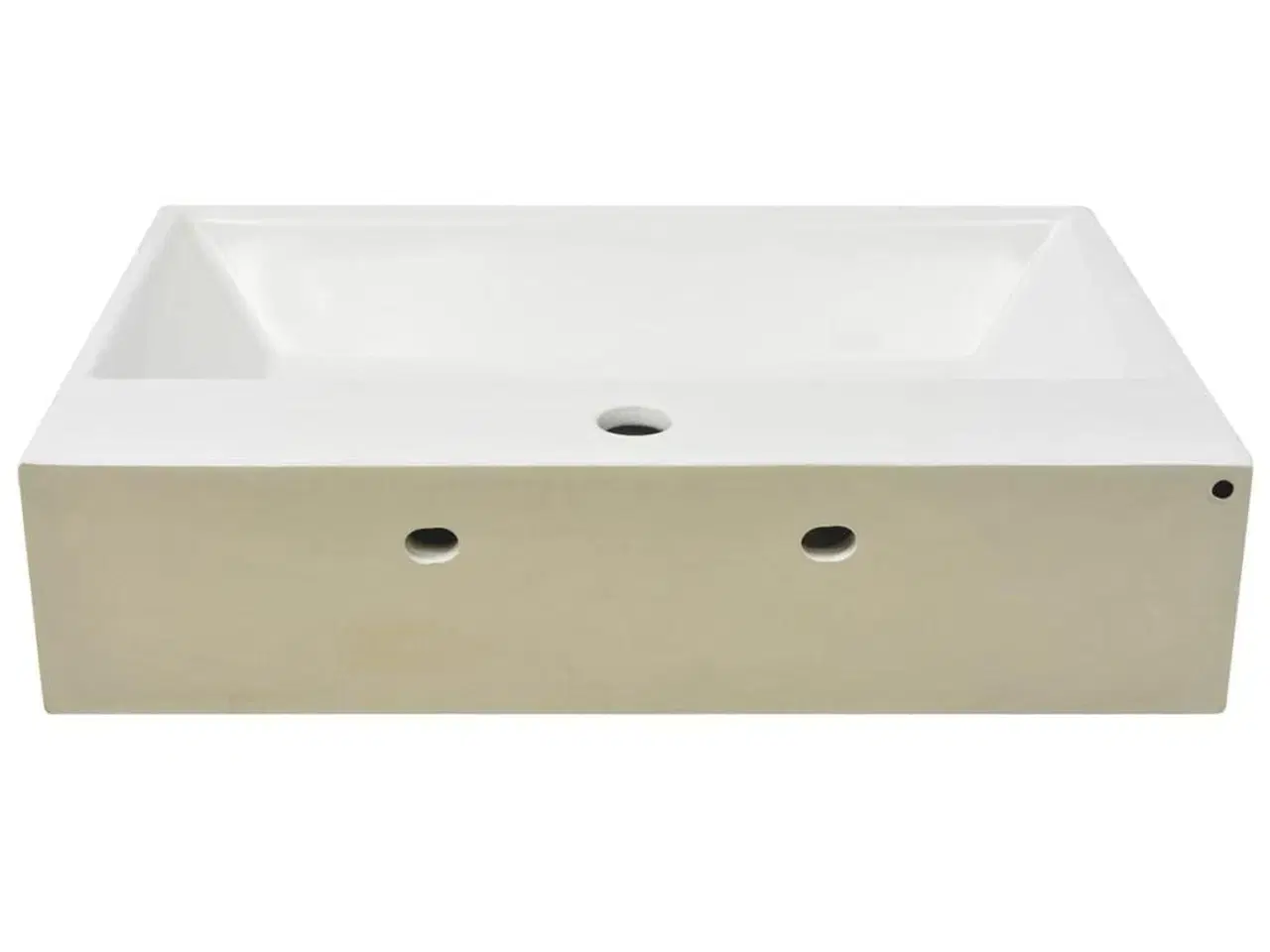 Billede 4 - Håndvask med hul til vandhane keramik 60,5x42,5x14,5 cm hvid