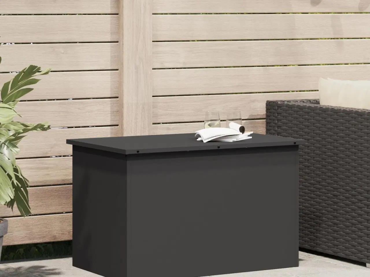 Billede 1 - Udendørs Opbevaringskasse med opbevaring Sort 80 x 50,5 x 50 cm