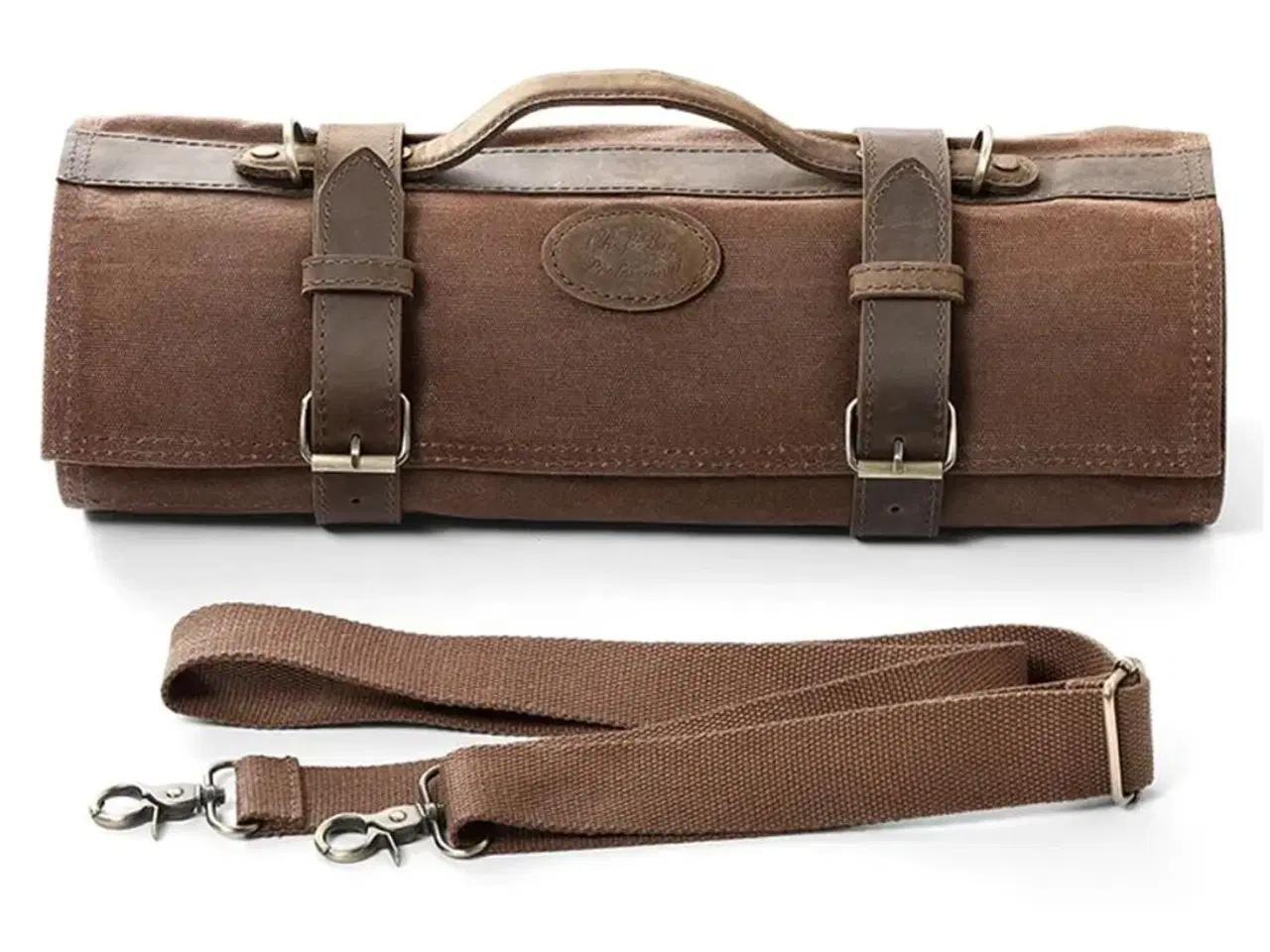 Billede 1 - Knivtaske udført i læder og tyk canvas.