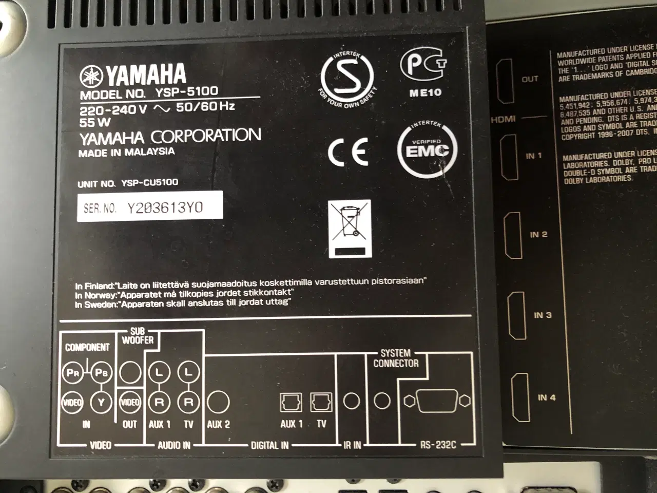 Billede 8 - Sælger min brugte Yamaha YSP-5100