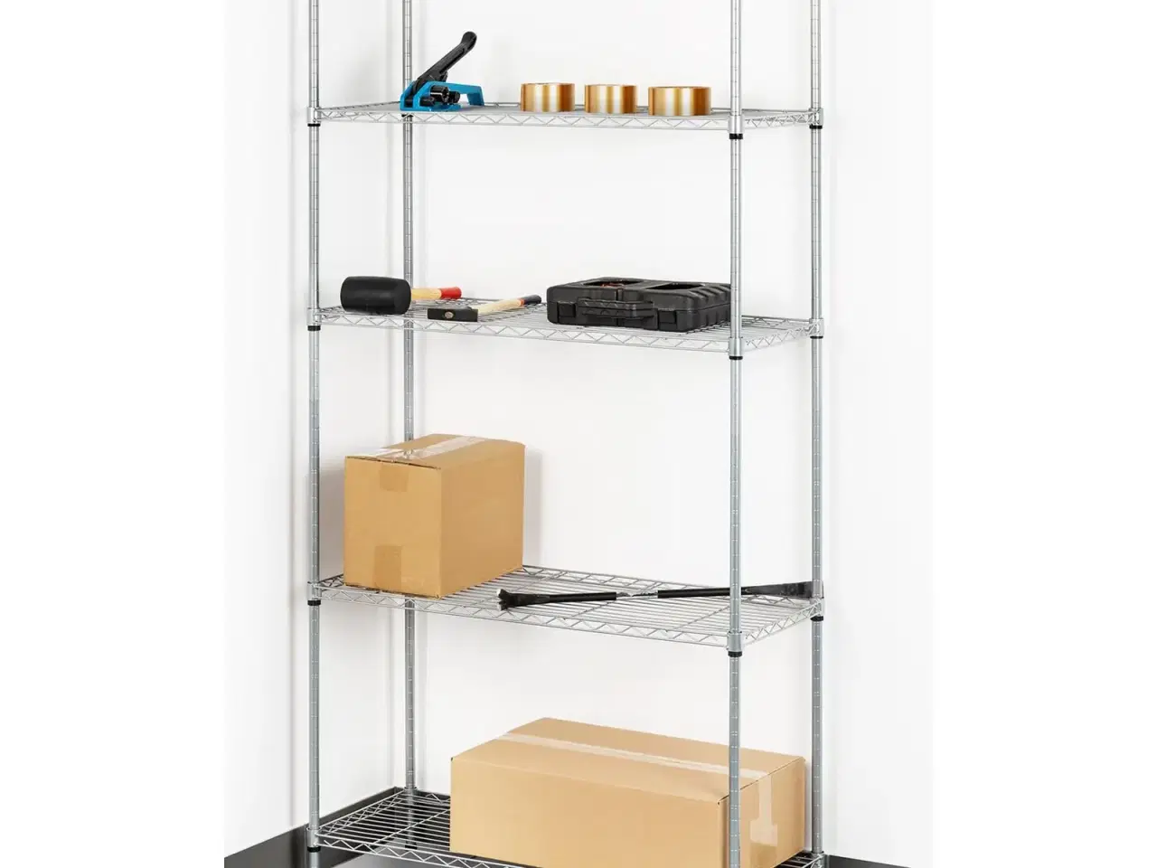 Billede 6 - Robust Gitterreol i Stål (90 x 35 cm) – 5 Hylder