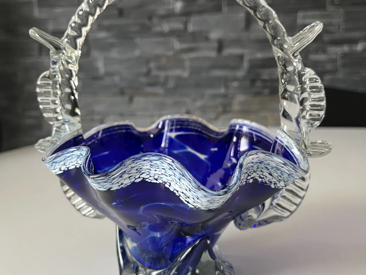 Billede 1 - Flot blå glaskurv