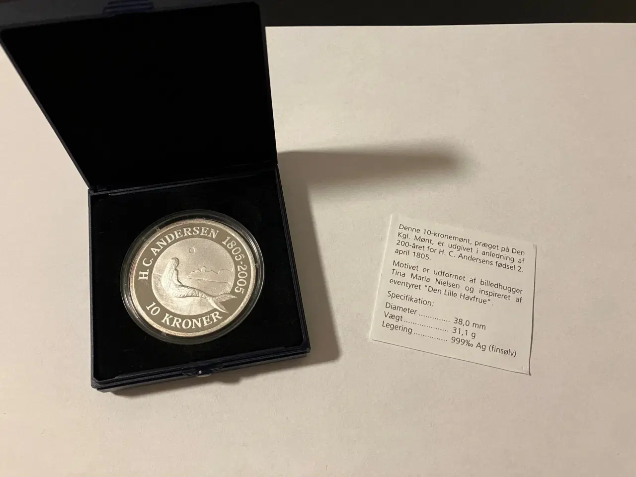 Billede 1 - 10 Kroner HC Andersen "Den Lille Havfrue" 1 oz Sølvmønt
