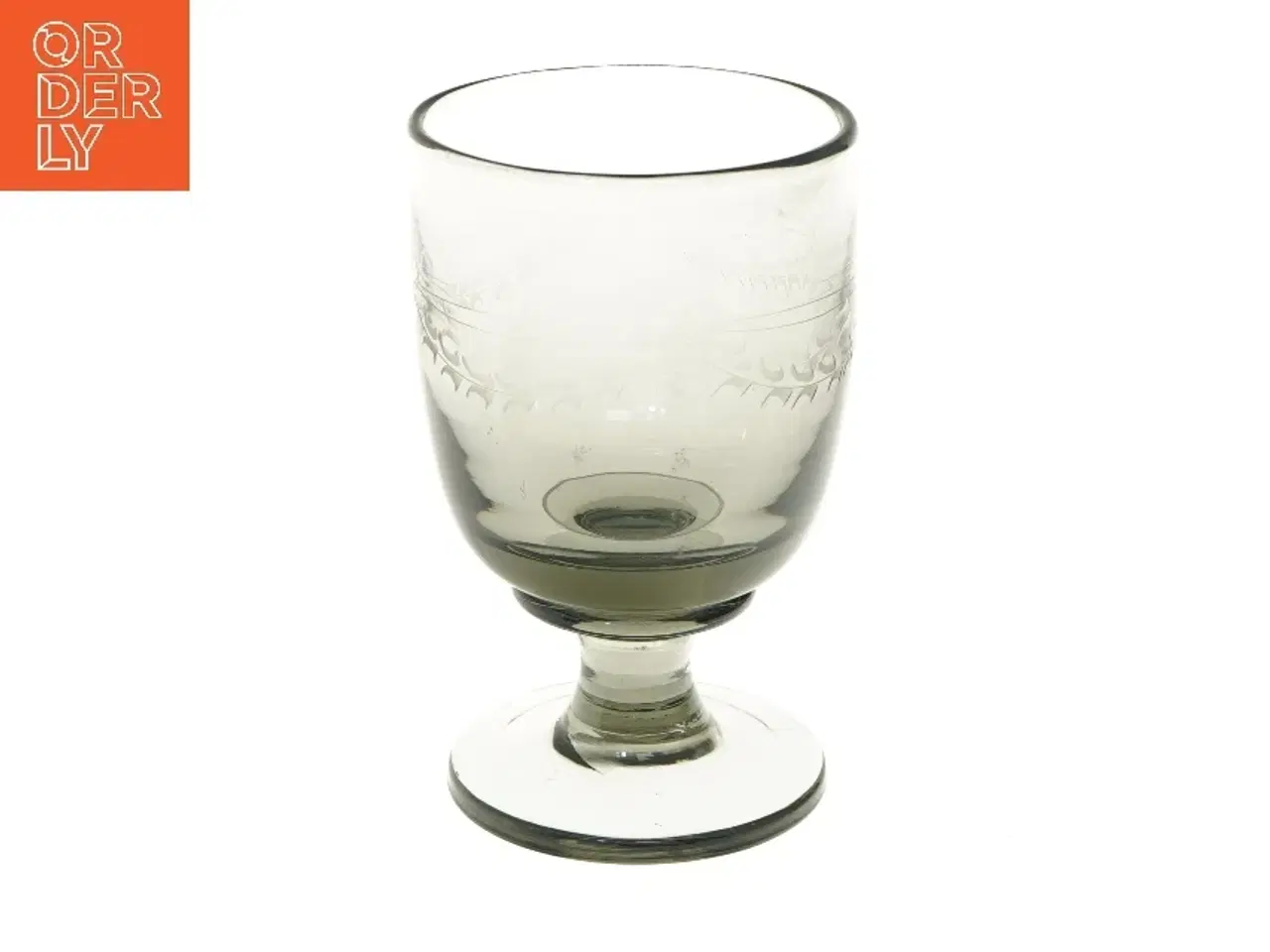 Billede 1 - Glas med gravering (str. Ø 11 cm længde 18,5 cm)