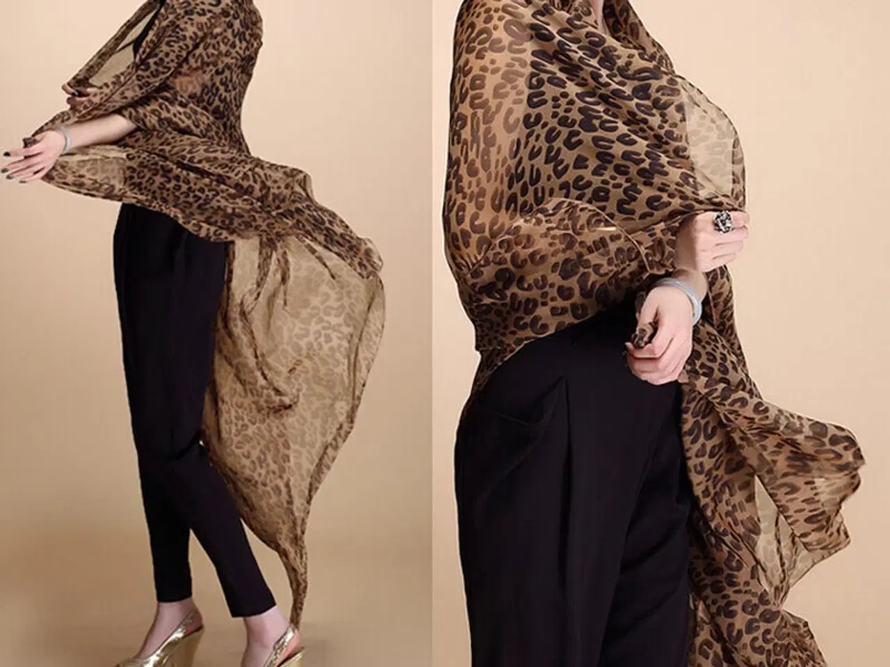 Billede 1 - tørklæde med leopardprint 78x170 cm