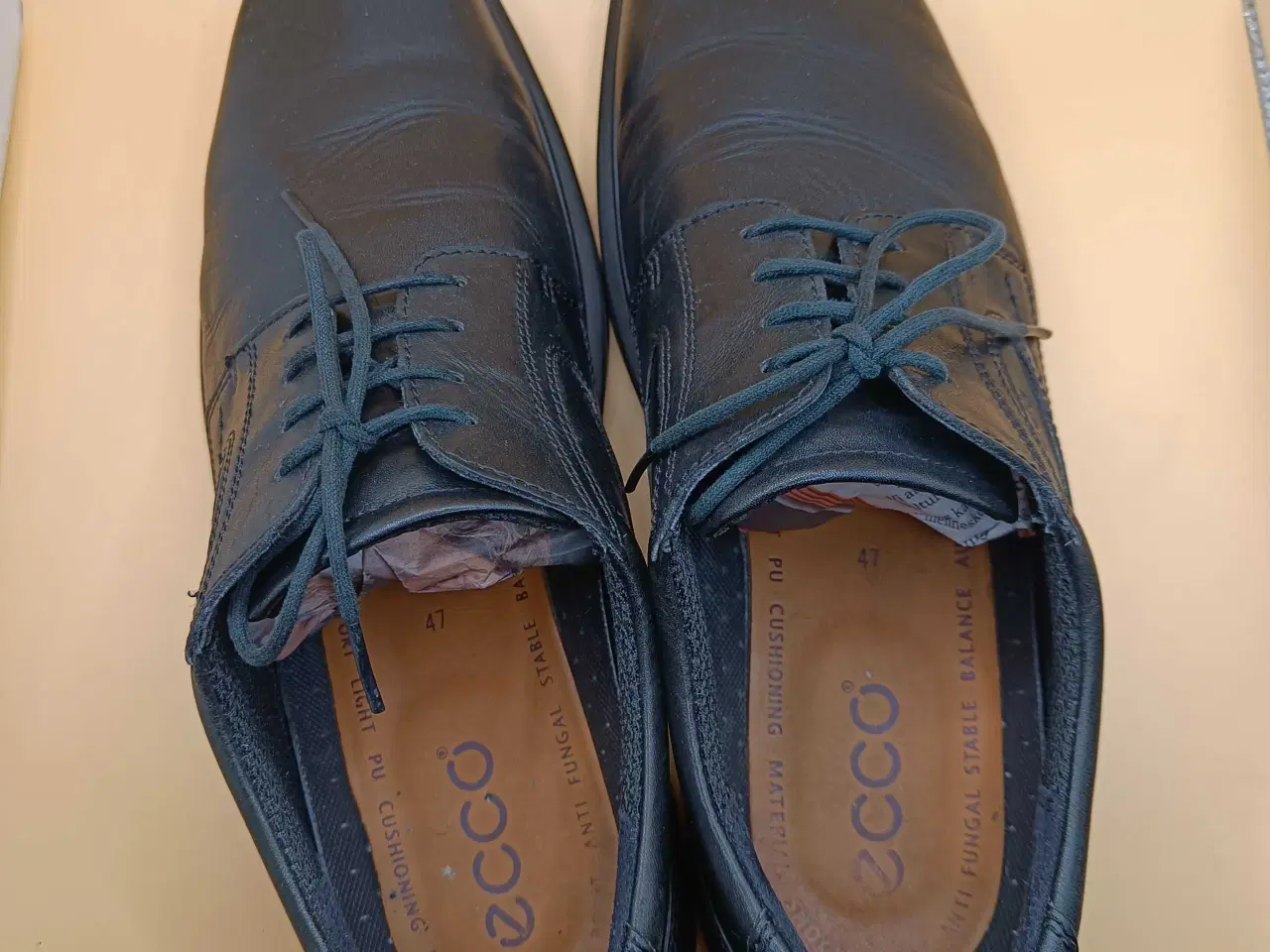 Billede 5 - Ecco sort læder sko 47str