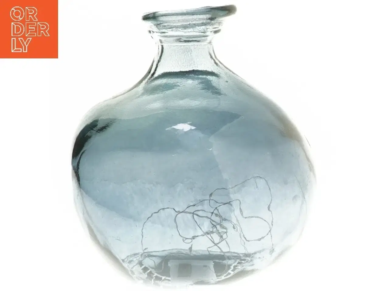 Billede 1 - Glasvase med lyskæde (str. 18,5 cm)