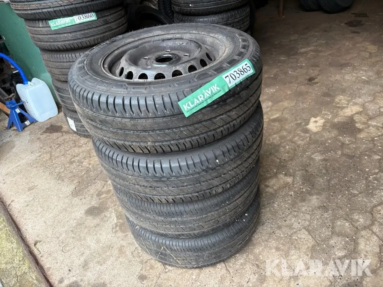 Billede 2 - Dæk på stålfælge Continental + michelin 4 styk