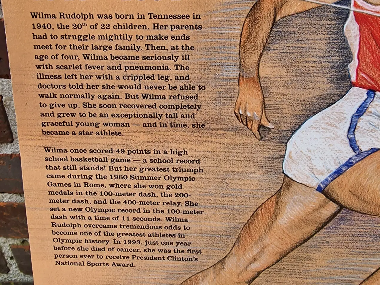 Billede 3 - Wilma Rudolph relieftryk sat på spånplade 