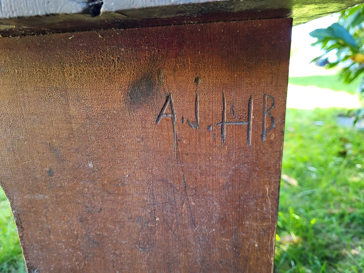 Billede 2 - Antikt træ skolebord med bænk
