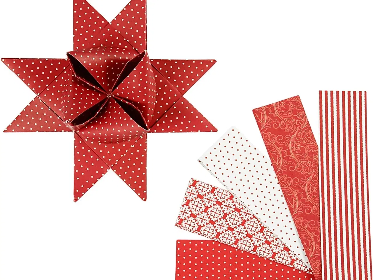 Billede 1 - Stjernestrimler Rød/Hvid - 40 stk. til Festlig Dekoration