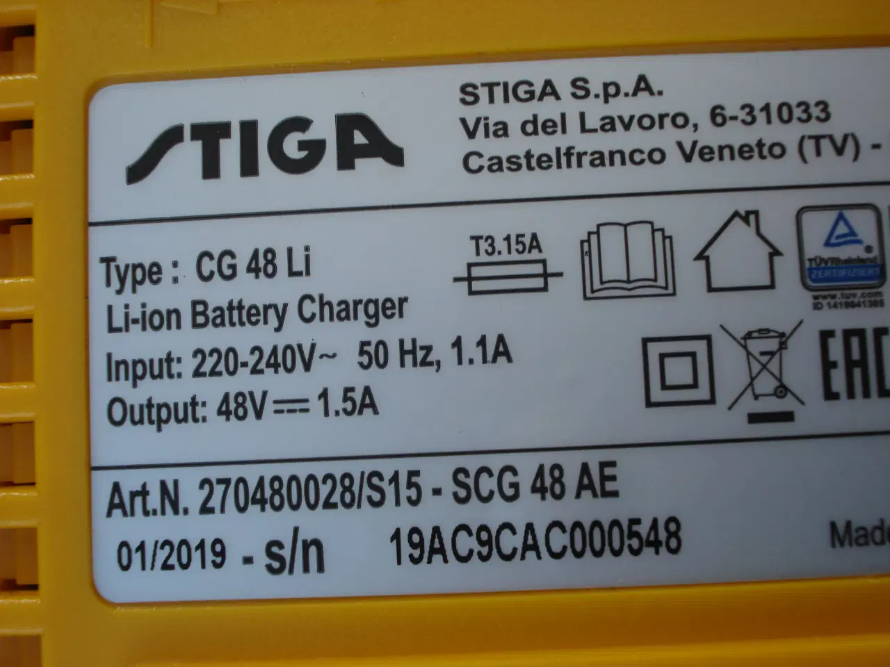 Billede 3 - Stiga li-on batteri Charger 48-volt