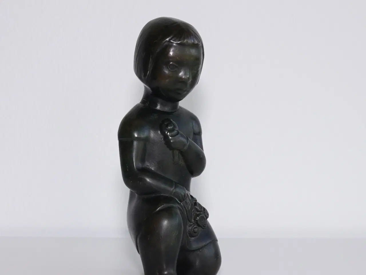 Billede 8 - Ældre figur i massiv patineret bronze fra ca. 1930