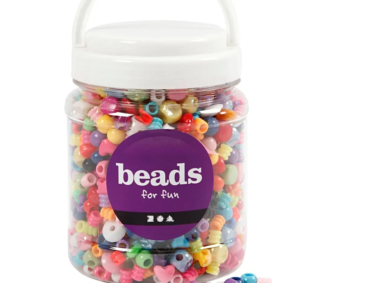 Billede 1 - Plastperler, str. 6-20 mm, hulstr. 1,5-6 mm, 390 g, 700ml/ 1 ds.